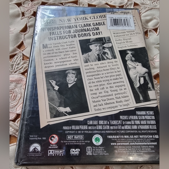 ๐๏ธ Teacher's Pet Starring Clark Gable & Doris Day Vintage DVD Movie - Picture 2 of 3